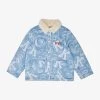 Kenzo Brand-print Faux-fur Trim Denim Jacket 6-10 Years