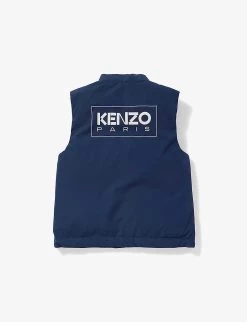 Kenzo Logo-print Funnel-neck Shell-down Gilet 4-12 Years -Kid Couture R04167585 NAVY ALT02