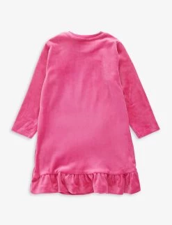 Juicy Couture Logo-embroidered Frill-hem Stretch-velour Dress 12-36 Months -Kid Couture R04168205 PINKYARROW ALT02