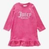 Juicy Couture Logo-embroidered Frill-hem Stretch-velour Dress 12-36 Months