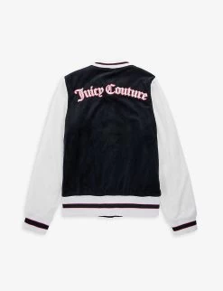 Juicy Couture Logo-embroidered Ribbed-trim Velour Jacket 8-16 Years 5 Juicy Couture Logo-embroidered Ribbed-trim Velour Jacket 8-16 Years -Kid Couture R04168207 BLACK ALT02