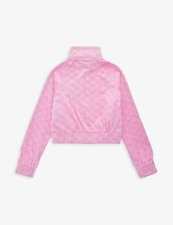 Juicy Couture Brand-embroidered Funnel-neck Stretch-velour Sweatshirt 3-16 Years -Kid Couture R04168216 FUCHSIAPINK ALT02