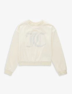 Juicy Couture Logo-print Long-sleeve Stretch-velour Sweatshirt 7-16 Years