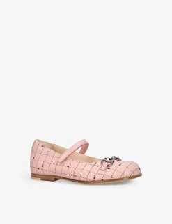 Gucci Aisha Checked Woven Ballet Flats 6 Months-5 Years -Kid Couture R04168271 PINK ALT02