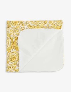 Versace Baroque-print Logo-embroidered Stretch Cotton-jersey Blanket
