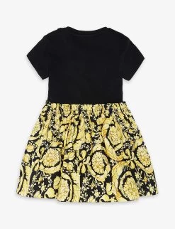 Versace Graphic-print Cotton Dress 6-36 Months -Kid Couture R04170756 BLACKGOLD ALT02