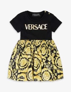 Versace Graphic-print Cotton Dress 6-36 Months
