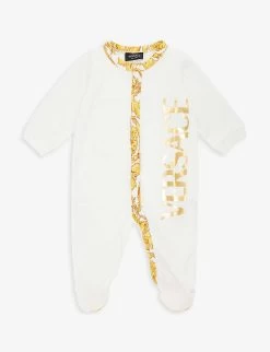 Versace Logo Graphic-print Stretch-cotton Babygrow 0-9 Months