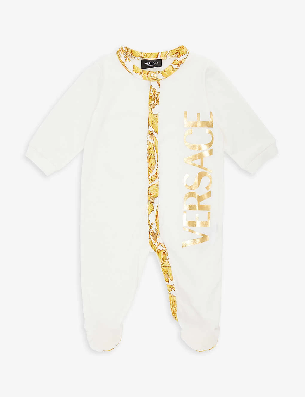 Versace Logo Graphic-print Stretch-cotton Babygrow 0-9 Months 1 Versace Logo Graphic-print Stretch-cotton Babygrow 0-9 Months