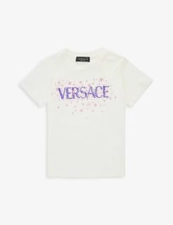 Versace Logo Text-print Cotton-jersey T-shirt 8-14 Years