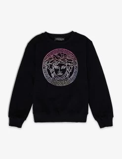 Versace Logo Rhinestone-embellished Cotton-jersey Sweatshirt 6-14 Years