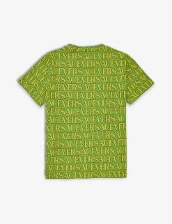 Versace Logo-print Stretch-cotton T-shirt 10-14 Years -Kid Couture R04170785 GREENLEMONYELLOW ALT02