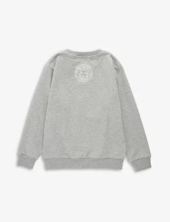 Versace Logo-print Cotton-jersey T-shirt -Kid Couture R04170786 GREYMELANGEWHITE ALT02