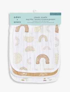 Aden + Anais Keep Rising Graphic-print Organic-cotton Bibs Pack Of Three