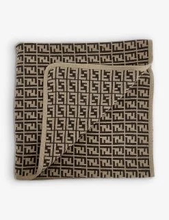 FENDI FF-logo Pattern Cotton And Cashmere-blend Blanket