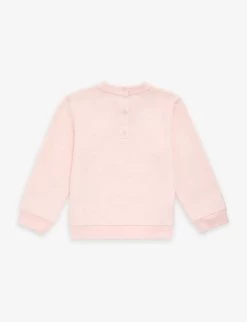 FENDI Brand-typography Round-neck Stretch-cotton Sweatshirt 9-24 Months -Kid Couture R04174925 BABYPINK ALT02
