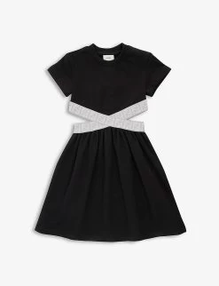 FENDI Cut-out-waist Logo-print Cotton-jersey Dress 8-12 Years