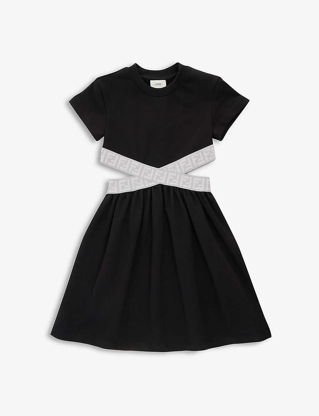 FENDI Cut-out-waist Logo-print Cotton-jersey Dress 8-12 Years 1 FENDI Cut-out-waist Logo-print Cotton-jersey Dress 8-12 Years