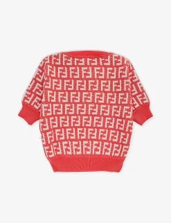 FENDI Monogram-weave Cotton And Wool-blend Jumper 8-12 Years -Kid Couture R04174941 SEMOLINOKISSED ALT02