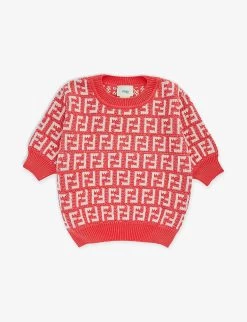 FENDI Monogram-weave Cotton And Wool-blend Jumper 8-12 Years