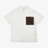 FENDI Monogram-pattern Short-sleeve Cotton Polo Shirt 4-12 Years