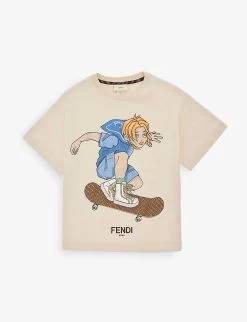 FENDI Graphic-print Cotton-jersey T-shirt 6-12 Years