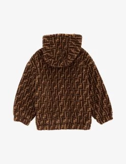 FENDI Zucca Fleece-textured Hooded Wool-blend Jacket 8-12 Years -Kid Couture R04174957 ZUCCA ALT02
