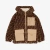 FENDI Zucca Fleece-textured Hooded Wool-blend Jacket 8-12 Years