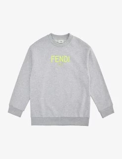 FENDI Logo-pattern Marl Cotton Sweatshirt 8-12 Years