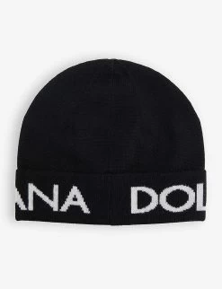 Dolce & Gabbana Cappello In Maglia Logo-embroidered Wool-knit Beanie -Kid Couture R04179934 NERO ALT02