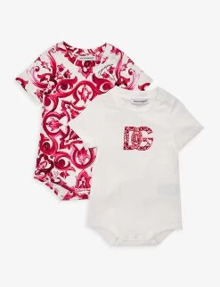 Dolce & Gabbana Graphic-print Short-sleeved Pack Of Two Cotton-jersey Bodysuits 3-12 Months