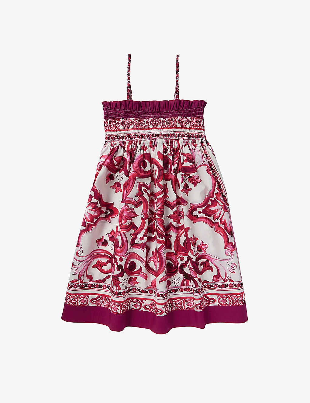 Dolce & Gabbana Graphic-print Shirred Cotton Dress 8-12 Years 1 Dolce & Gabbana Graphic-print Shirred Cotton Dress 8-12 Years