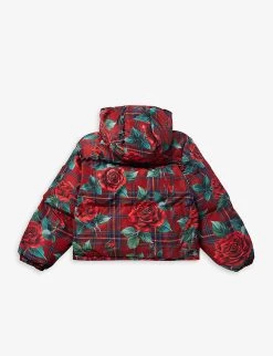 Dolce & Gabbana Plaid Floral-pattern Detachable Hood Shell Jacket 12 Years -Kid Couture R04179985 TARTANROSEFDOROSS ALT02