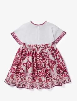Dolce & Gabbana Floral-print Cotton Dress 6-12 Years -Kid Couture R04179986 TRISMAIOLICHEFUXIA ALT02