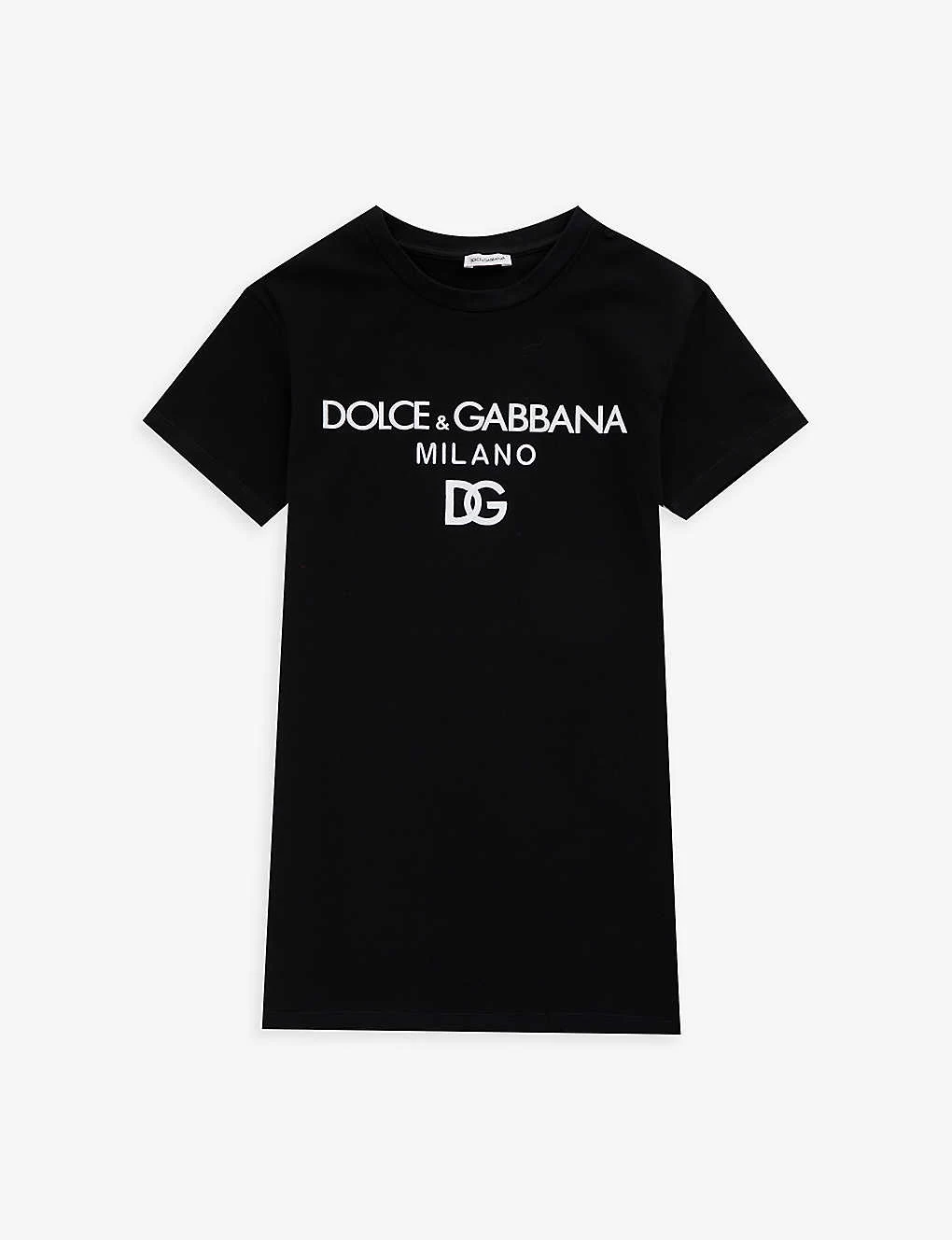 Dolce & Gabbana Logo Text-print Stretch-cotton-jersey Dress 6-12 Years 1 Dolce & Gabbana Logo Text-print Stretch-cotton-jersey Dress 6-12 Years