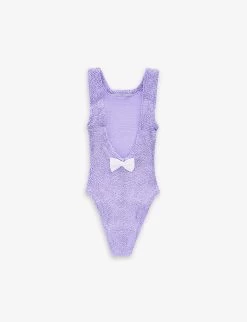 Baby Alva Bow-trim Crinkled Swimsuit 1-6 Years 5 Baby Alva Bow-trim Crinkled Swimsuit 1-6 Years -Kid Couture R04181128 LILAC ALT02
