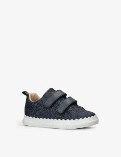 Chloé Glitter-embellished Leather Low-top Trainers 2-5 years -Kid Couture R04181192 NAVY ALT02