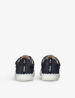 Chloé Glitter-embellished Leather Low-top Trainers 2-5 years -Kid Couture R04181192 NAVY ALT03