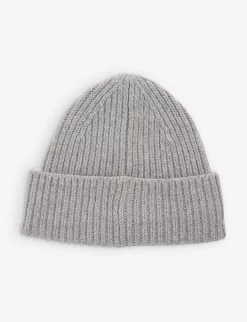 Acne Studios Logo-patch Wide-brim Wool Beanie 8-10 Years -Kid Couture R04182376 GREYMELANGE ALT02