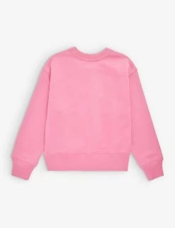 Acne Studios Logo-embroidered Long-sleeve Cotton-jersey Sweatshirt 3-10 Years -Kid Couture R04182382 BRIGHTPINK ALT02