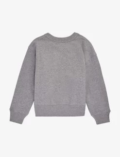 Acne Studios Logo-embroidered Long-sleeve Cotton-jersey Sweatshirt 3-10 Years -Kid Couture R04182385 LIGHTGREYMELANGE ALT02