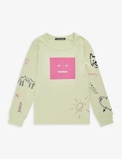 Acne Studios Graphic-print Long-sleeve Organic-cotton T-shirt 3-10 Years