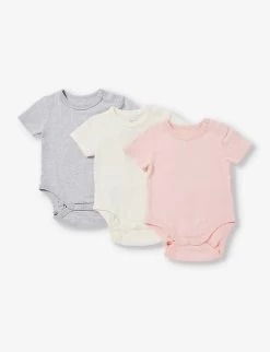 Brand Embroidered Three-piece Cotton-jersey Babygrow 3-12 Months