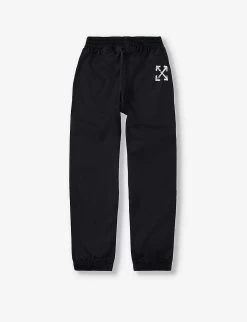 Brand-print Tapered-leg Shell Jogging Bottoms 4-12 Years 5 Brand-print Tapered-leg Shell Jogging Bottoms 4-12 Years -Kid Couture R04182550 BLACKWHITE ALT02