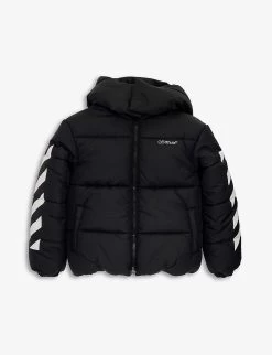 Striped Quilted Shell Hooded Jacket 8-12 Years