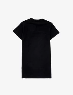 Stamp-print Short-sleeve Cotton-jersey T-shirt Dress 4-12 Years -Kid Couture R04182581 BLACKWHIT ALT02