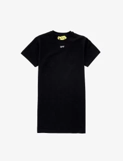 Stamp-print Short-sleeve Cotton-jersey T-shirt Dress 4-12 Years