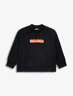 Palm Angels Flames Logo-print Cotton-jersey Sweatshirt 4-12 Years