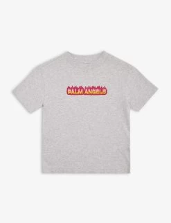 Palm Angels Flame-graphic Logo-print Cotton-jersey T-shirt 6-12 Years