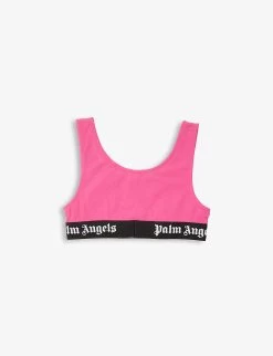 Palm Angels Logo-waistband Stretch-cotton Top 6-12 Years -Kid Couture R04183306 FUCHSIABLACK ALT02